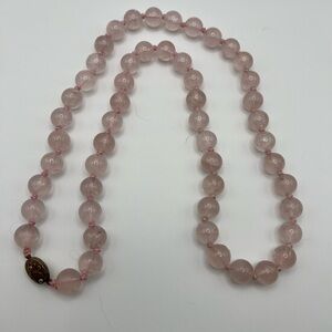 Rose Quartz 28” Beaded Necklace with Sterling Clasp